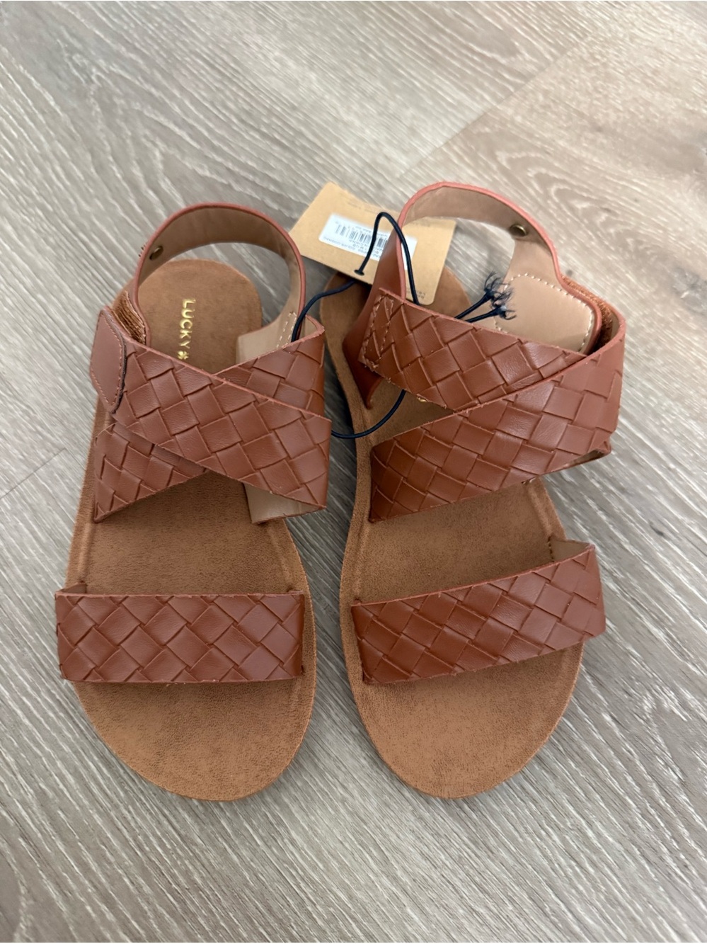 Lucky Brand Brown Leather Suede Footbed Sandals